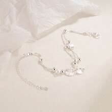 1 件女士双层银杏叶手链，独特设计，适合送给女朋友、闺蜜的多功能礼物