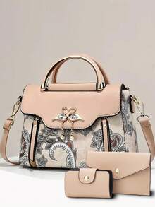 Fashion Women Color Block Shoulder Bag & Phone Pouch - Blue - View 8