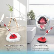 Local Delivery--Spin Mop Head And Brush Replacement Compatible With O Cedar EasyWring 1-Tank System, 4 Mop Replace Heads, 1 Handle, 1 Base And 1 Scrub Brush Combo Set 002