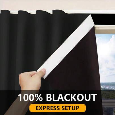 1pc Self-Adhesive Portable 100% Blackout Window Curtain, No Drilling Needed Sunshade Fabric For Windows, Doors, Bedrooms, Basements - Heat Insulation, Darkening Kitchen & Room, Suitable For All Seasons,Fall Decor,Autumn Decor,Room Decor