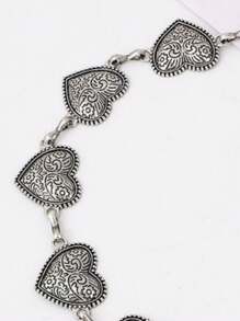 1 pieza Cadena de cintura con patrón floral de corazón de metal, adecuada para combinarse con vestidos