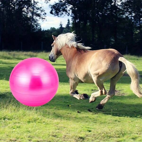 Large 85cm Striped Silicone Horse Toy Ball - Durable & Interactive For Exercise And Training, Ideal For Large Breeds - Vibrant Pink, Perfect For Galloping Horses, Horse Accessories