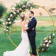 Gold Wreath Single Pole Arch, Floral Wedding Stage Backdrop Decor Props - Gold - View 4