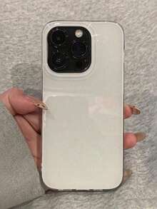 Funda de teléfono suave y a prueba de golpes de unicolor compatible con iPhone17 16 15 14 13 12 Pro Max 11, con acabado brillante y aspecto de gelatina - Blanco - Ver 2