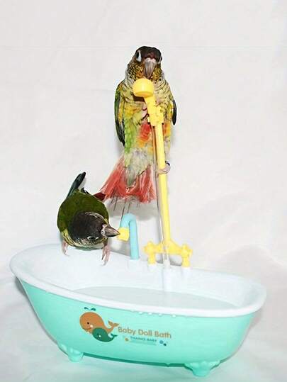 1 件装宠物鸟浴盆，鹦鹉自动洗澡淋浴盆，鸟类适用