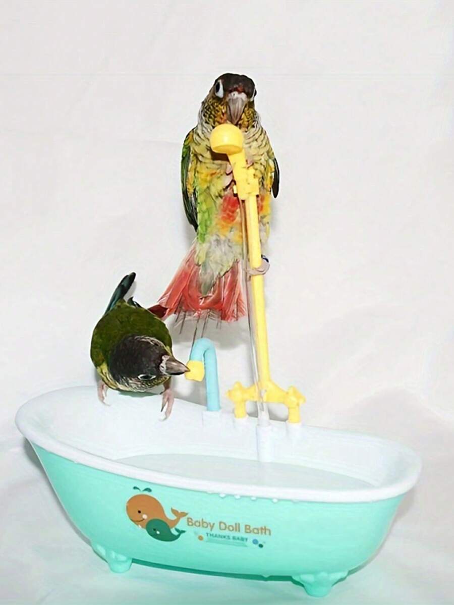 1 件装宠物鸟浴盆，鹦鹉自动洗澡淋浴盆，鸟类适用 - 彩色 - 查看 1
