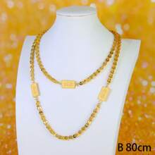 Collar largo de boda diseño árabe chapado en oro 21k, joyas islámicas de Dubai para mujeres, novias, compromiso y fiestas, joyería italiana