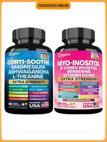 Zoyava Soothe & Smooth Bundle – Cortisol Balance & Myo-Inositol Supplement | Extra Strength Multivitamin Support For Mood, Hormones & Metabolism | Made In USA | 2-In-1 Wellness Combo (Pack Of 2) - 2瓶 - 查看 1