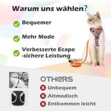 Supet Cat Harness and Lead Set, Escape Proof Kitten Harness, Adjustable Cat Vest Harness with Reflective Strips, Universal Cat Lead and Harness for Cats/Puppies, Grey, S - Bildfarbe - Übersicht 6