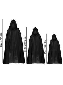1 件装黑色连帽斗篷男女款 - 黑色斗篷万圣节服装 - 逼真的吸血鬼或女巫服装 - 长款连帽斗篷，可作为吸血鬼斗篷、魔术师斗篷、成人角色扮演斗篷，适合万圣节派对 - 查看 2