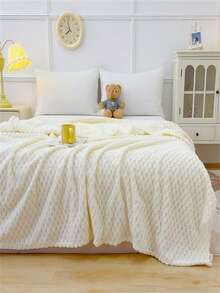 1 chiếc chăn len flannel thoải mái - Siêu mềm, nhẹ, phù hợp với mọi mùa với thiết kế vải jacquard hình lục giác, thích hợp cho trang trí nhà ngày Halloween, cắm trại và du lịch ngày Giáng sinh, Ngày của Mẹ màu vàng tươi, phụ kiện trang trí phòng ngủ thời trang, chăn len - trắng - Xem 9