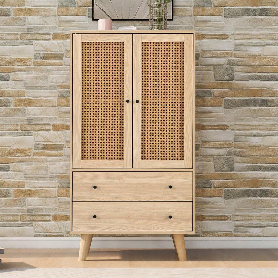 Sairedel Storage Cabinets - Oak + Particle Board - View 1