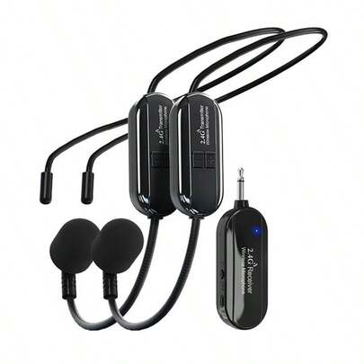 2.4G Wireless Microphone Headphone Strap, Directly Plugs Into 6.35mm MIC Jack Of Large Speaker Devices, Comes With 3.5mm Adapter, Uses 2.4G GFSK Frequency Hopping Digital Technology, Auto-Connects On Power On, 50M Wireless Range, 6H Battery Life, Near-Field Pairing (Anti-Interference)