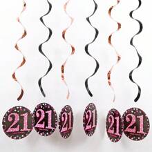 1set Rose Gold PVC Spiral Happy Birthday Swirl 18/21/30/40/50/60/70/80 Years Old Hanging Ornaments Birthday Party Decorations Birthday Decor