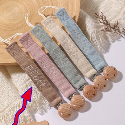 1pc Personalized Baby Pacifier Clip Cute Polka Dot Print Customized Patterns For Boys And Girls, Custom Baby Pacifier Clip Universal Soothing Clip, Suitable For Halloween, Baptism, Thanksgiving, Christmas Giftsbaby Shower Family Decorations Gifts