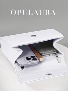 OpulAura 女士浪漫仿珍珠手提包，奢华天鹅绒晚宴包，手拿包，适合派对/婚礼/约会/圣诞节、生日活动、正式场合，配有可拆卸链条 - 白色 - 查看 3