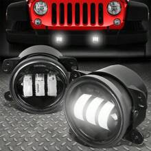 DrViAion 1对4英寸LED白色/琥珀色雾灯适用于JK Unlimited JK 07-18款前保险杠LED芯片驾驶越野雾灯 - 6000KWhite /3000K Amber - 查看 1