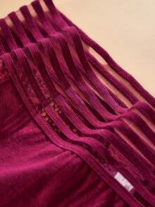 FOVTY 3pcs/Pack Solid Color Lace Trim Elastic Plus Size Women's Briefs - Multicolor - View 7