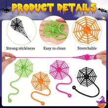 10/20pcs Halloween Spider Web - Sticky Soft Ribbon Decoration With Spider Pattern, Multiple Colors Halloween Decor - Multicolor - View 3