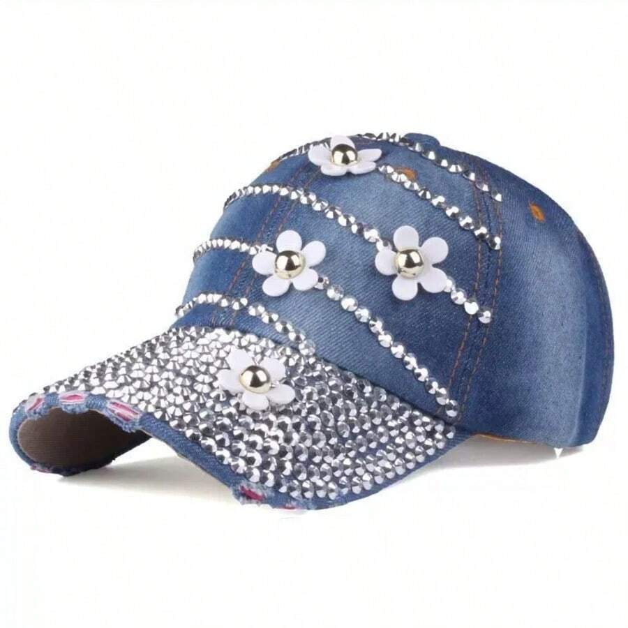 4 Decal Fashionable Women's Baseball Caps, Versatile Sun-Protective Baseball Caps For Outdoor Sports And Casual Wear, Nice Diamond-Encrusted Sun Hats For Travel, Gifts For Friends, Truck Driver Hats - 藍色 - 查看 1