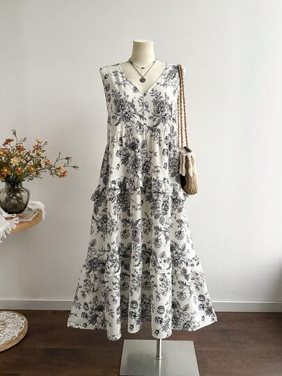 Rusttydustty 宽松无袖长连衣裙，适合大码女性休闲度假、波西米亚风复活节海滩装扮、夏威夷音乐节和热带假期