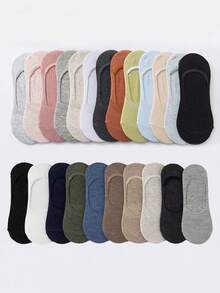 10/20 chiếc tất vô hình cá nhân hóa tối giản màu ngẫu nhiên, tất thuyền không gót chống trượt bằng silicon, thời trang & thanh lịch, thích hợp để mặc hàng ngày, ở nhà, văn phòng, giải trí - Nhiều màu - Xem 2