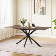 Extendable Dining Table And Chairs Set 4, 120-160cm Wood Grain Table With 4 Black Upholstered Linen Chairs For Dining Room, Kitchen - Wood Grain Dining Table + 4 Black Linen Dining Chairs - View 5
