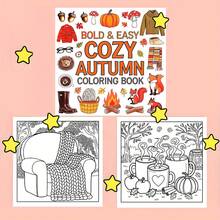 1 pieza Libro de colorear de otoño, 22 páginas, tapa blanda, papel grueso, libro de imágenes para adultos, regalo de temporada para Navidad, Halloween, festivales, amigos, colegas, familia, escuela, suministros de arte y manualidades, libro para colorear, libro de colorear, suministros de arte