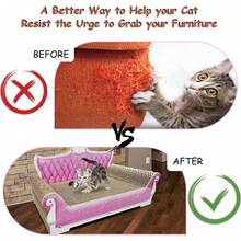 Sofá cama rascador de cartón para gatos, con forma de sofá, para rascar gatos, para rascar para gatos de interior (color café) - Rosa - Ver 6