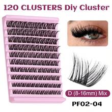 120 piezas de extensiones de pestañas estilo ojo de gato D-Curl esponjosas, racimos de pestañas gruesas de 8-16 mm, extensiones esponjosas naturales, kit de extensiones de pestañas falsas de mink DIY, voluminizador de pestañas, textura de pestañas suave y esponjosa, look de maquillaje dramático y desordenado, adecuado para cosplay, actuaciones, uso en fiestas - D - Ver 14