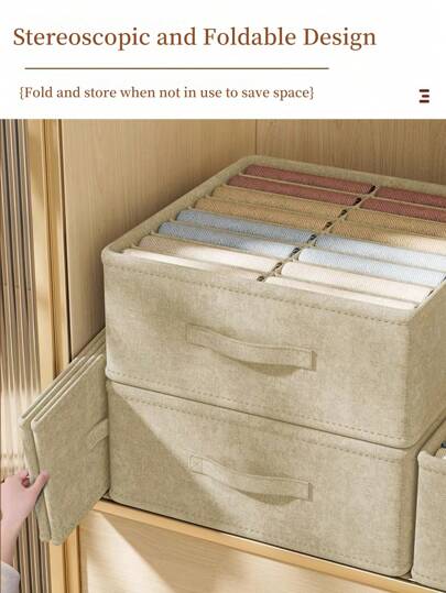 1pc Dark Grey Fabric Wardrobe Drawer, Clothes And Pants Compartment Storage Box Can Be Used To Store And Organize Underwear, Pants, Neckties, Wardrobe Drawer Style Layered Sorting Basket