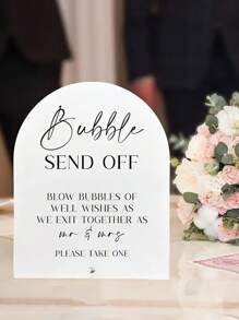 1pc Acrylic Bubble Farewell Sign - Wedding Decor With Stand, Tabletop Signage, Suitable For Ceremony And Reception, Celebration Supplies, Acrylic Sign