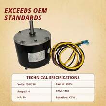 Genteq Carrier 3905 Condenser Fan Motor 5KCP39EGS070S HC39GE237A 5KCP39EGY823S - 1 - 查看 4