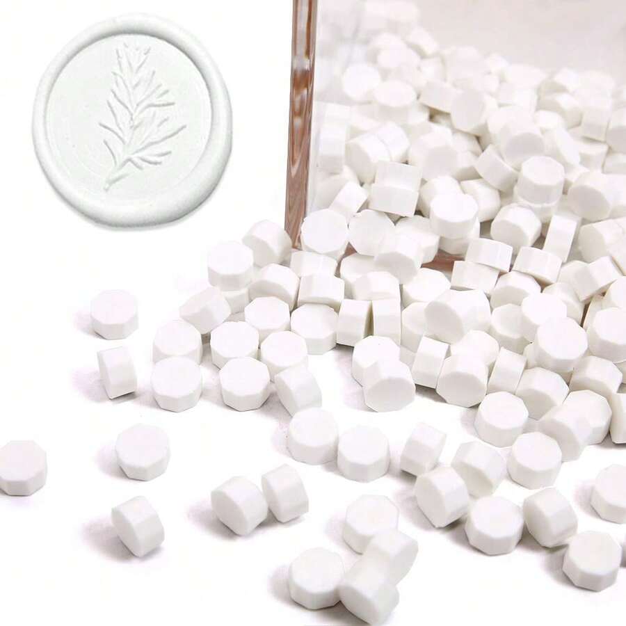 180 Pcs  Box Sealing Wax Beads Nuggets For Wax Seal Stamp, Great For Embellishment Of Cards Envelopes, Wedding Invitations, Wine Packages, Gift Wrapping - White - View 1