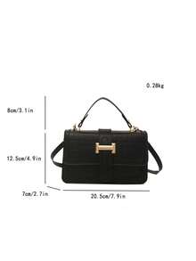 Bolso de hombro cuadrado pequeño de unicolor, bolso cruzado de estilo elegante para mujer, nueva moda Otoño/Invierno 2026 - Negro - Ver 7