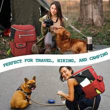 Dog Travel Bag Backpack, Airline Approved Dog Bags For Traveling, Puppy Diaper Bag Supplies, Pet Camping Essentials Hiking Accessories Dog Mom Gift, Food Container, Collapsible Bowls, Red - 紅白色 - 查看 8