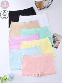 Tween Girl 8pcs Solid Comfortable Soft Boyshorts Underwear - Multicolor - View 1