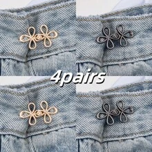 1pair/2pairs/4pairs Instant Removable Waistband Cincher For Loose Fit Jeans, Adjustable Jeans Button Clips Without Sewing