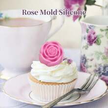 10孔玫瑰花硅胶模具，适用于制作巧克力、蜡烛、肥皂、冰块，耐热耐寒（-40°F 至 446°F），2 件装烘焙模具，易于脱模和清洗。 - 彩色 - 查看 7