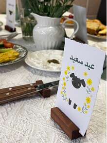 4 件木制明信片架，松木底座，桌面日历展示，创意留言照片便签架，适用于书桌、桌子、复活节和各种节日的装饰 - 彩色 - 查看 5