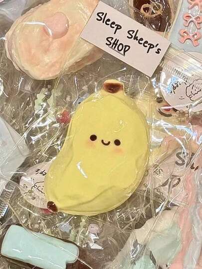 1个闪光水晶香蕉慢回弹挤压玩具，解压玩具，Taba 慢回弹玩具，趣味减压玩具，可注入泡泡，旅行便携解压挤压玩具，软萌可爱，适合所有年龄段自闭症人士