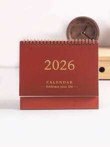 1 pièce Calendrier de bureau 2025 de taille moyenne à couleur unie - reliure en anneau métallique, page intérieure avec motif de paysage naturel personnalisable, calendrier de bureau à retournement vertical, fournitures de bureau, cadeaux pour amis (avec autocollants), rentrée des classes, rentrée des classes, fournitures scolaires