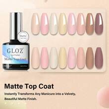 GLOZ Matte Gel Nail Polish Top Coat, No Wipe Gel Nail Polish Top Coat, Removable Matte Effect, Long-Lasting, DIY Gift, Home Manicure Salon - 無色 - 查看 2