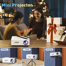 [Neu Verbessert] Tragbarer Smartprojektor 1080P, geeignet für Heimkino und Outdoor Camping, für den Innenbereich, Büronutzung, desktop montierbar - perfektes Weihnachts- und Valentinstaggeschenk, kompatibel mit USB, AV, Smartphone, Tablet usw., mit dem Sie einfach ein privates Kino und eine praktische Arbeitsumgebung schaffen können