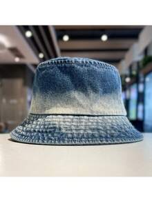 1 件男女通用渐变牛仔渔夫帽，大帽檐防晒帽，时尚渔夫帽，适合春夏季