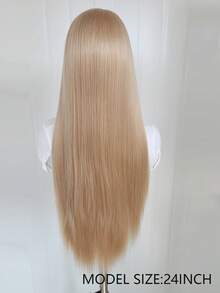 13x4 蜜金色蕾丝前假发，长直蜜金色棕色合成假发，自然发际线，适合黑色/浅色头发，耐热纤维，适合日常佩戴（蜜金色）。 - 金色 - 查看 9