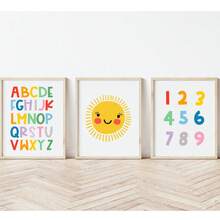 1 件婴儿房装饰墙贴。太阳字母海报、ABC 印刷品、可打印墙贴、教育墙贴、儿童房装饰、婴儿房装饰、婴儿礼物、复古可爱励志海报、儿童礼物。女孩房装饰、游戏室装饰 - 彩色 - 查看 2