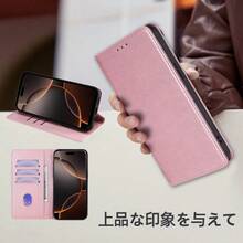 Compatible With Rakuten, Kyocera Fashionable Business Style, Classic Buckle Buckle, Ultra-Multifunctional Storage Space Flip Phone Case With RFID Anti-Theft Swipe Function - Rose Gold - View 1