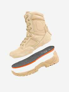 Men's Military Tactical Work Boots Hiking Motorcycle Combat Bootie - Khaki - View 4