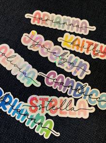 Custom Name Printed Gradient Color Stickers, Personalized Gradient Font Stickers, Paper For Windows, Glasses, Mugs, Water Bottles, Wine Glasses, Custom Text Decals For Weddings, Etc., College Daily Name Stickers, Personalized Rectangular Stickers